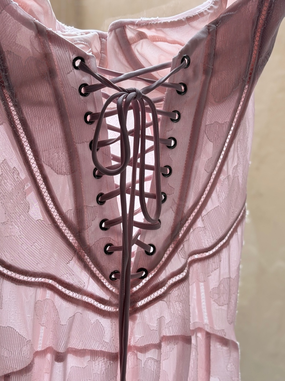 House of CB Blush Floral Lace Slip Gown - Picture 13 of 14